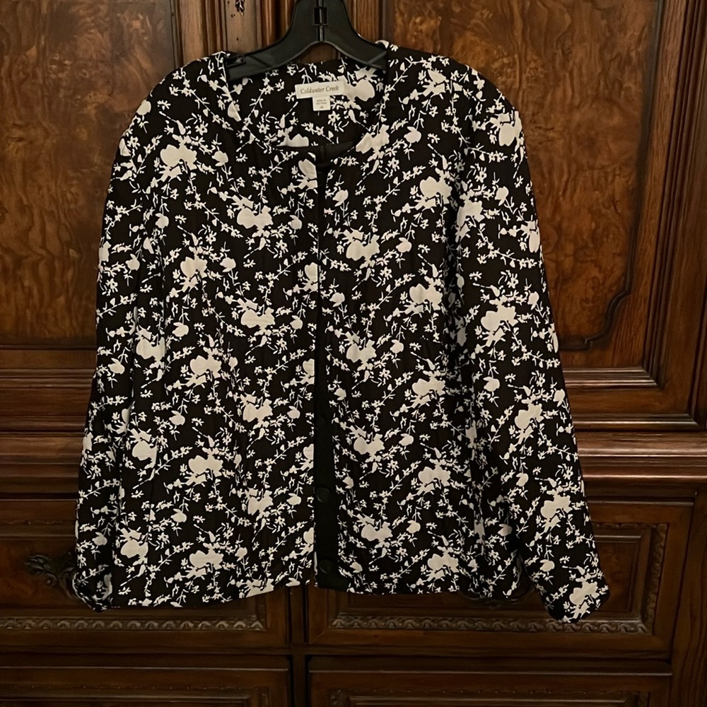 Coldwater Creek Women Sz 18 Black & White Blazer Jacket Lined